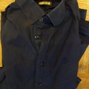 ROBERTO CAVELLI MENS SIZE XL NAVY SHIRT